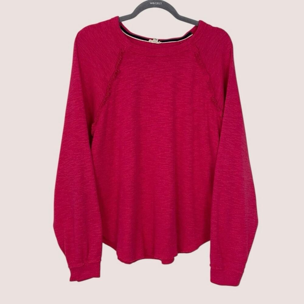 Pilcro Pink Ruffle Seam Knit Long Sleeve Top